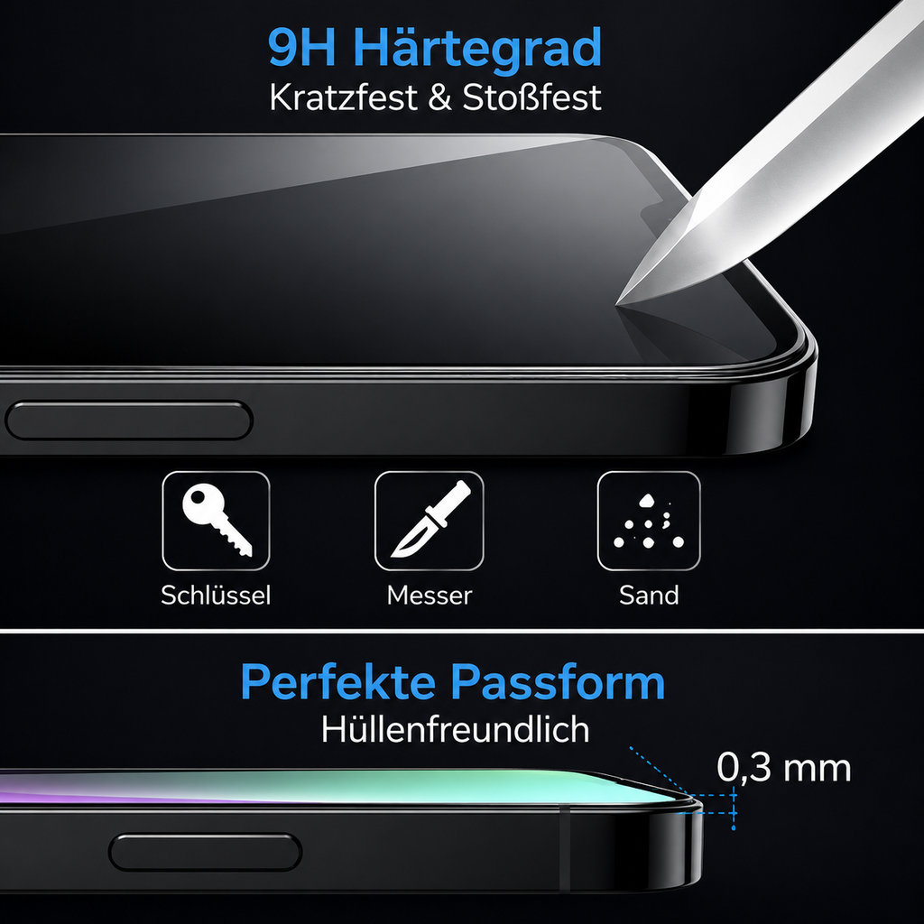 Displayschutzglas für iPhone 13 – 2 Stück 9H Hartglas Full Screen Kratzfest