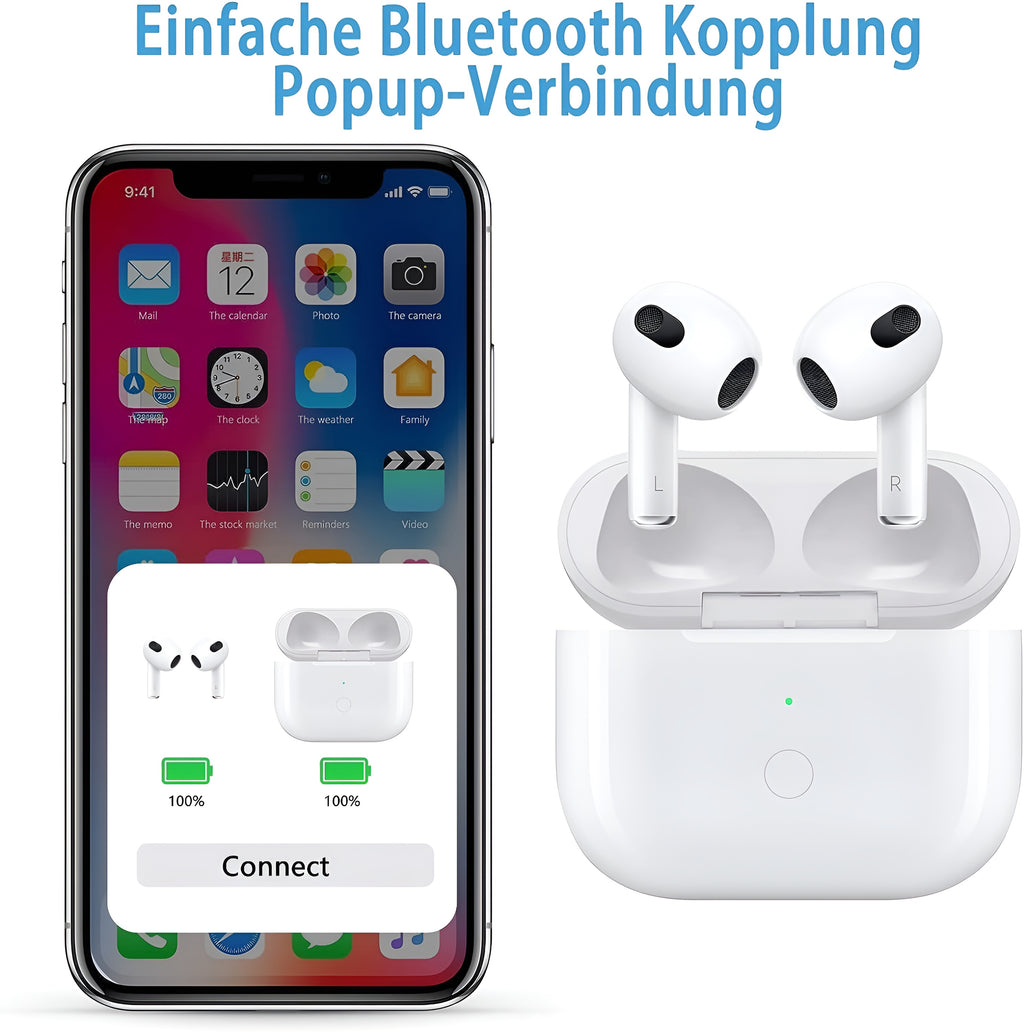 Ladecase für AirPods 3. Generation – Wireless Charging Case mit Transparente Schutzhülle