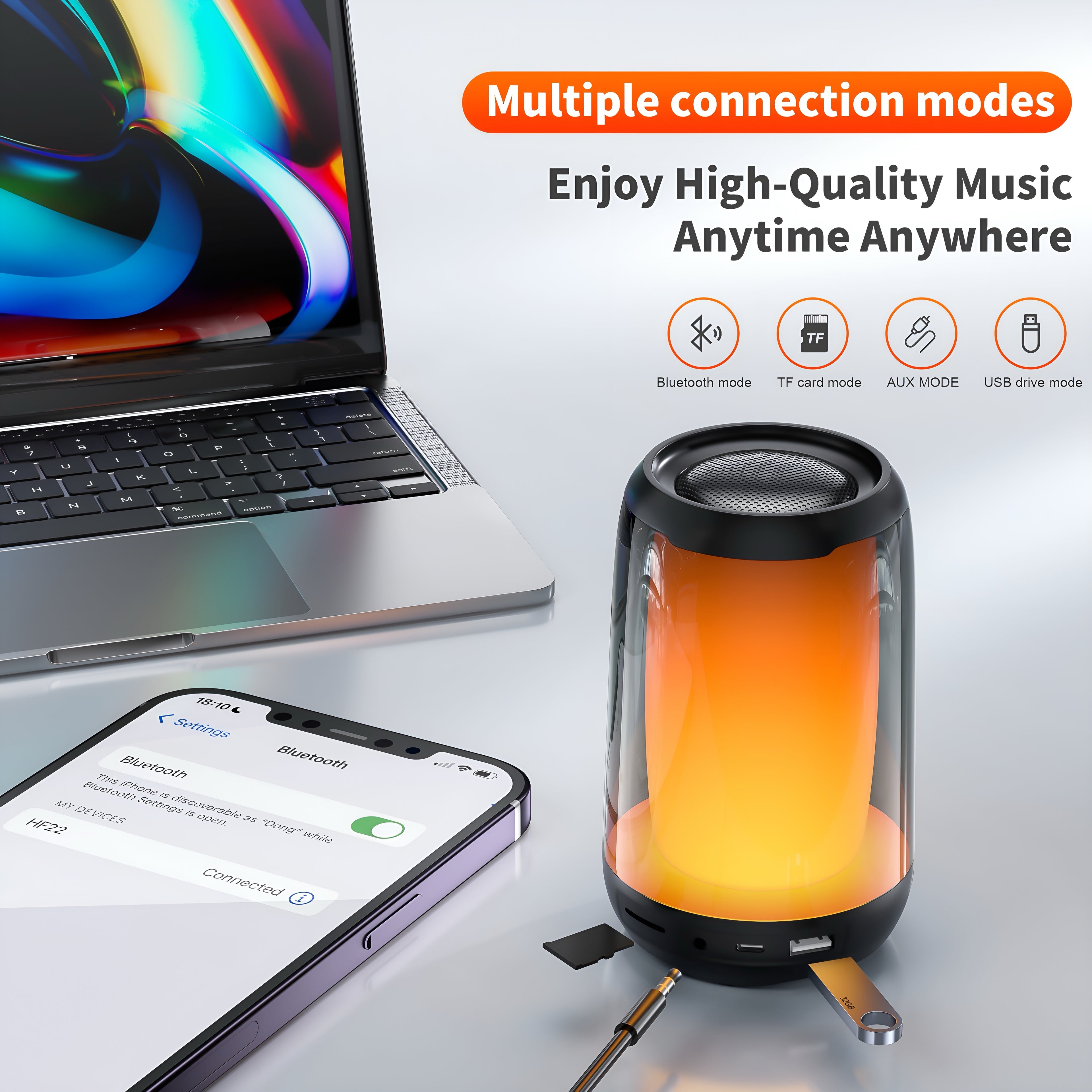 QERE HF22 Mini Bluetooth Lautsprecher RGB – 10h Akku