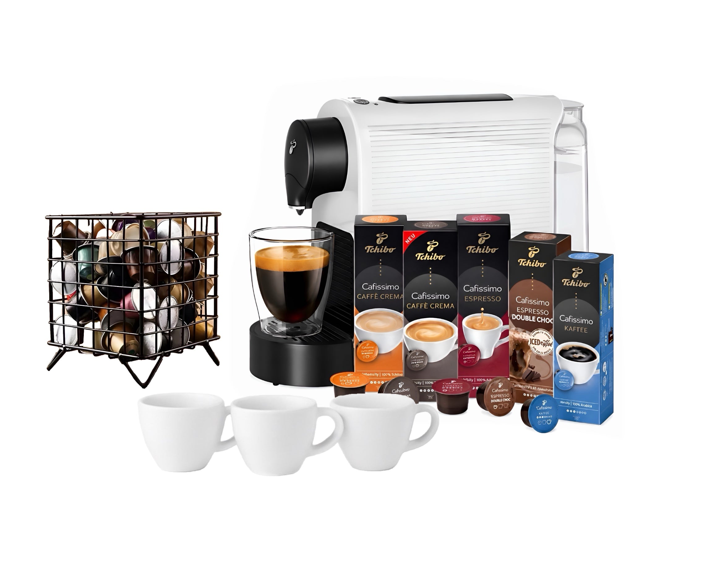 Tchibo Cafissimo Pure plus Kapselmaschine Weiß + 50 Kapseln