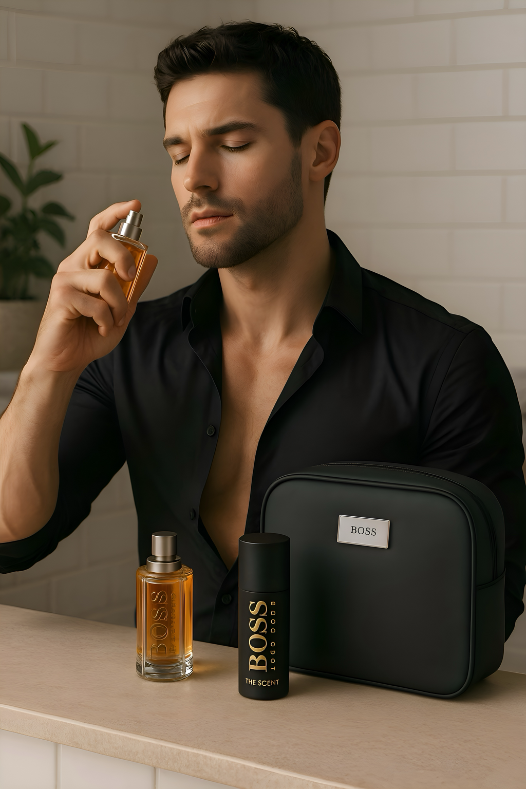 HUGO BOSS The Scent Geschenkset Herren – EdT 50 ml + Deo + Kosmetiktasche
