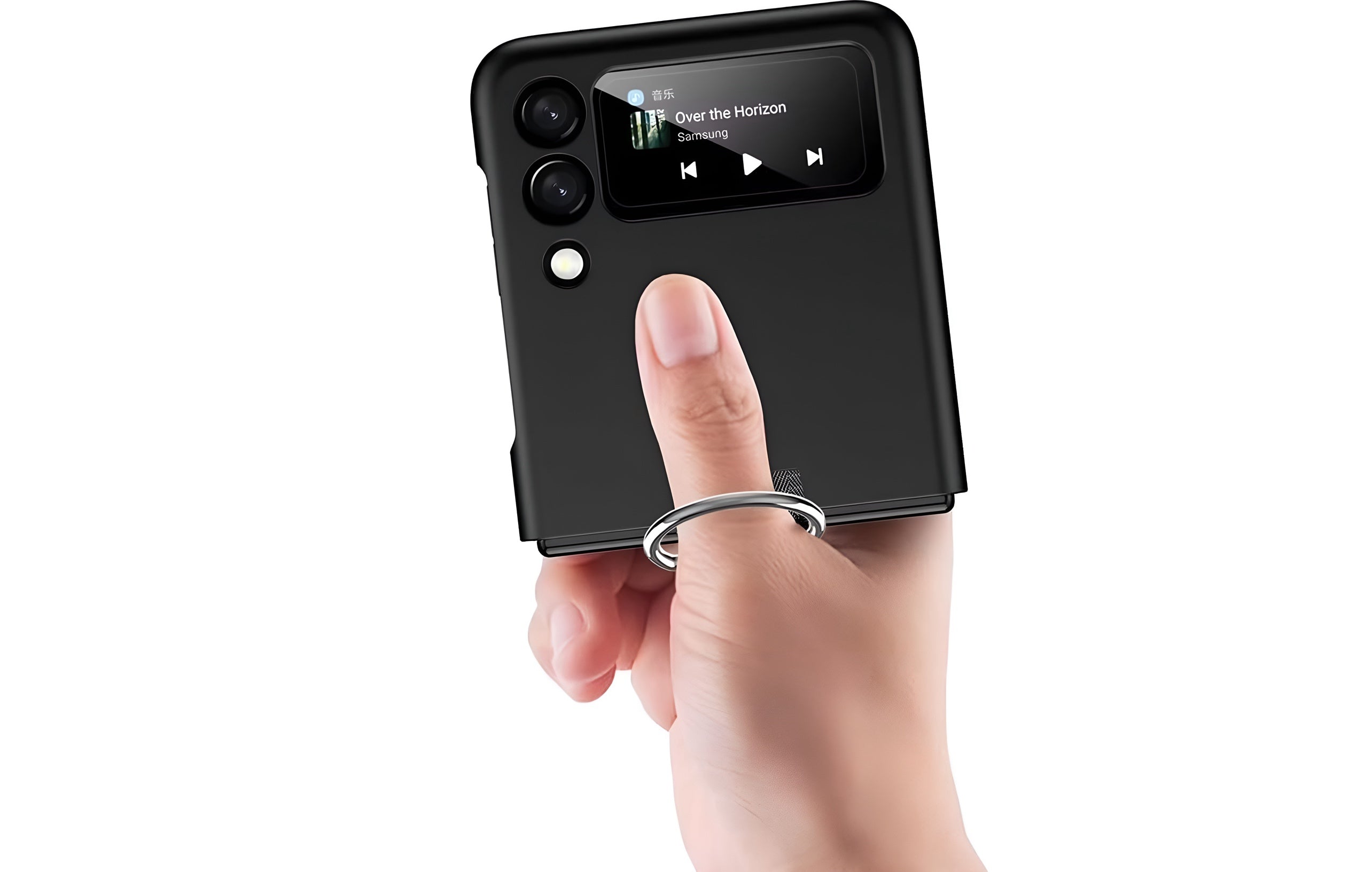 Handyhülle Samsung Galaxy Z Flip 3 mit Ring – Schwarz PC