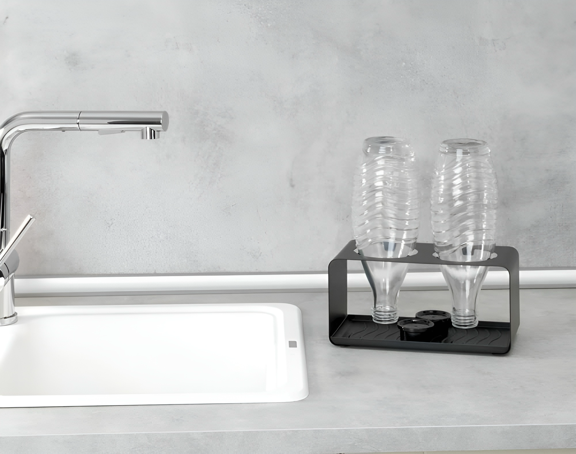 SodaStream Wassersprudler Crystal 3.0, 2x Pepsi Sirup 5x Glaskaraffen, Flaschenhalter Schwarz, Flaschenbürste