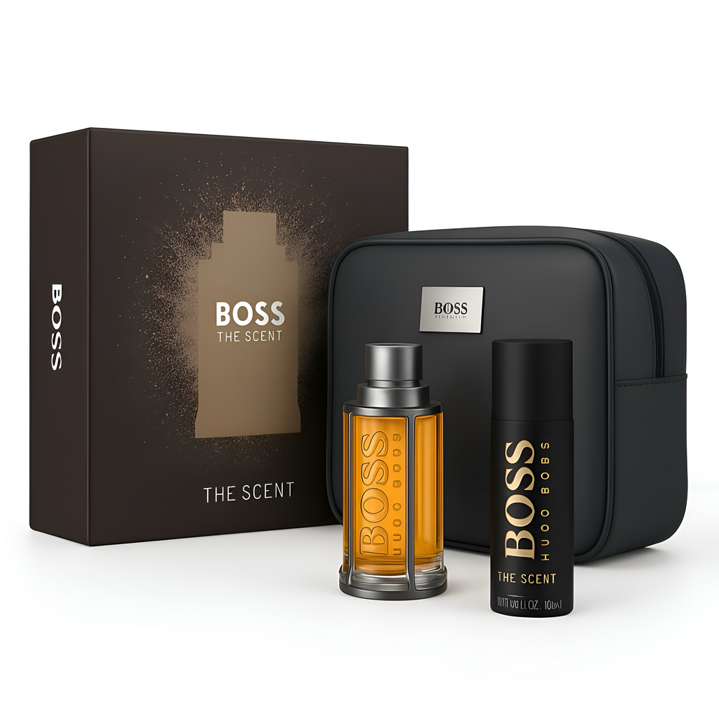 HUGO BOSS The Scent Geschenkset Herren – EdT 50 ml + Deo + Kosmetiktasche