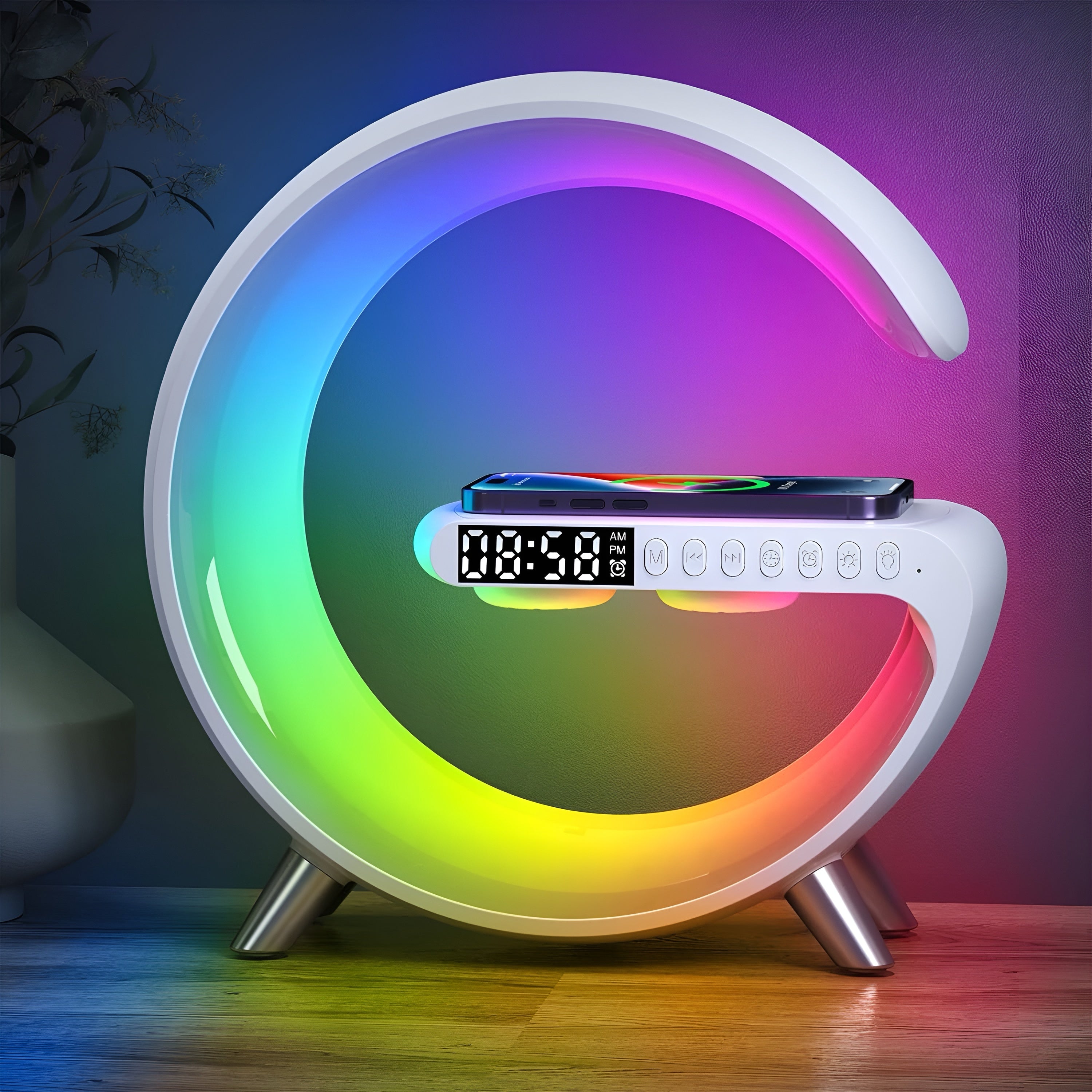 Smarte RGB LED G-Lampe mit Ladestation & Bluetooth-Lautsprecher