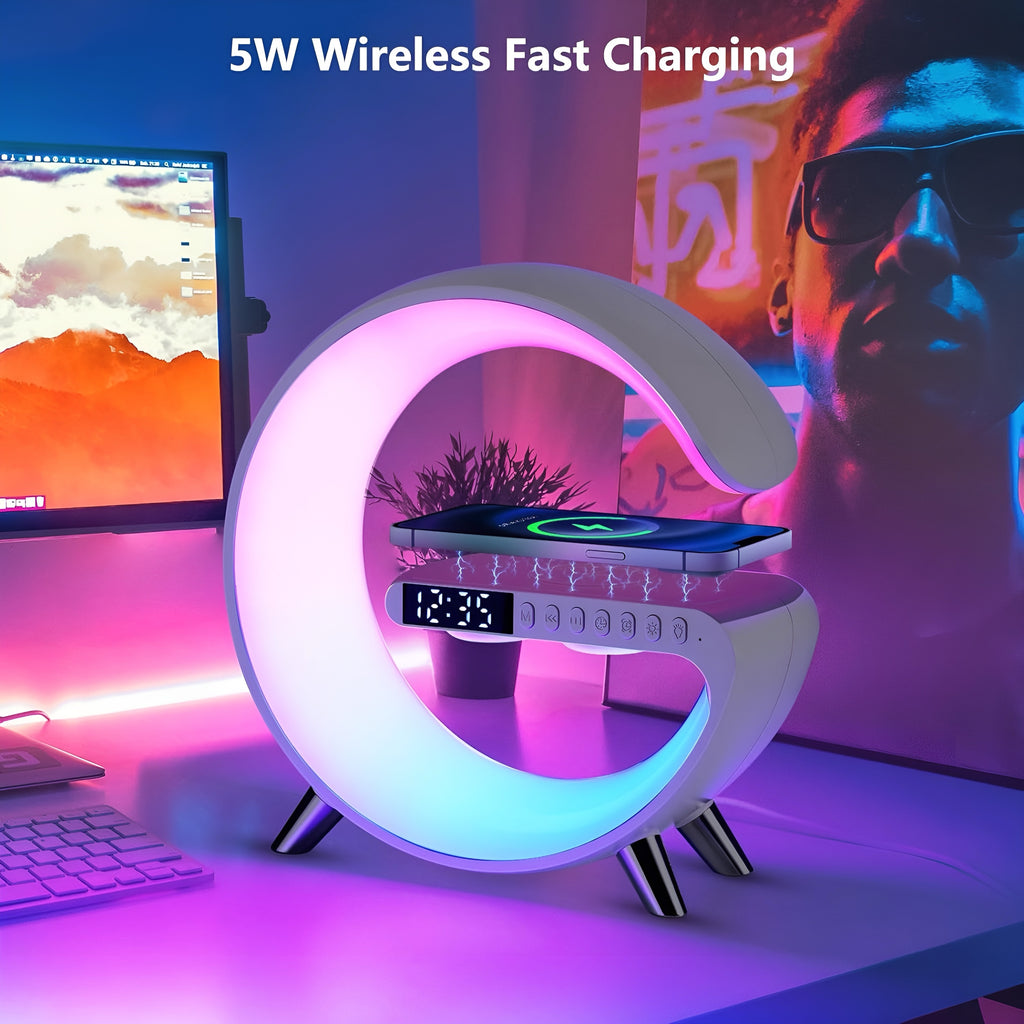 Smarte RGB LED G-Lampe mit Ladestation & Bluetooth-Lautsprecher