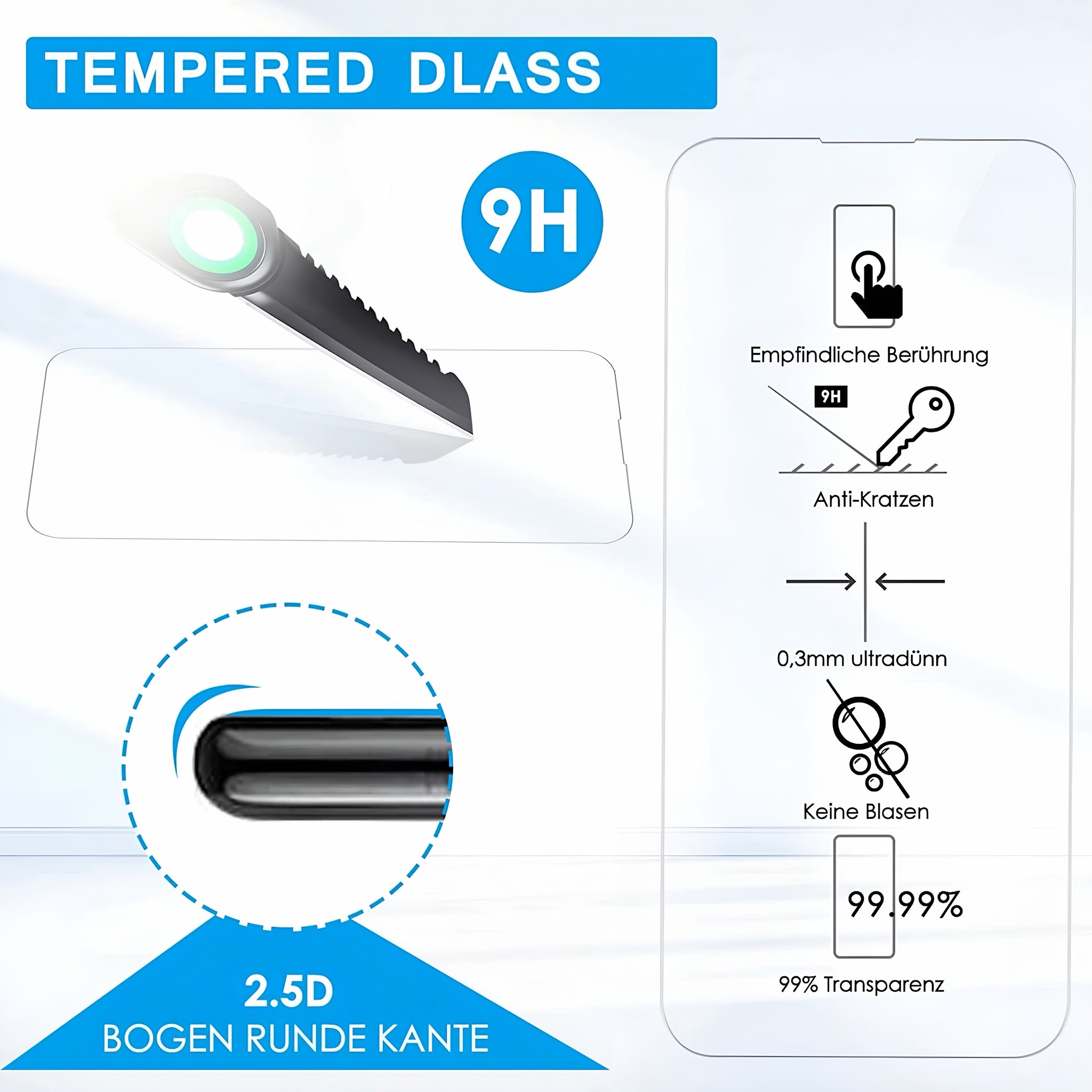 Displayschutzglas für iPhone 11 Pro Max – 2 Stück 9H Hartglas Kratzfest & Transparent