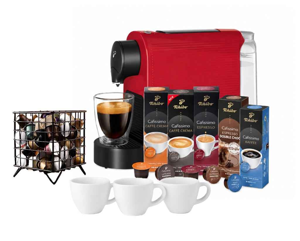 Tchibo Cafissimo Pure plus Kapselmaschine Rot + 50 Kapseln