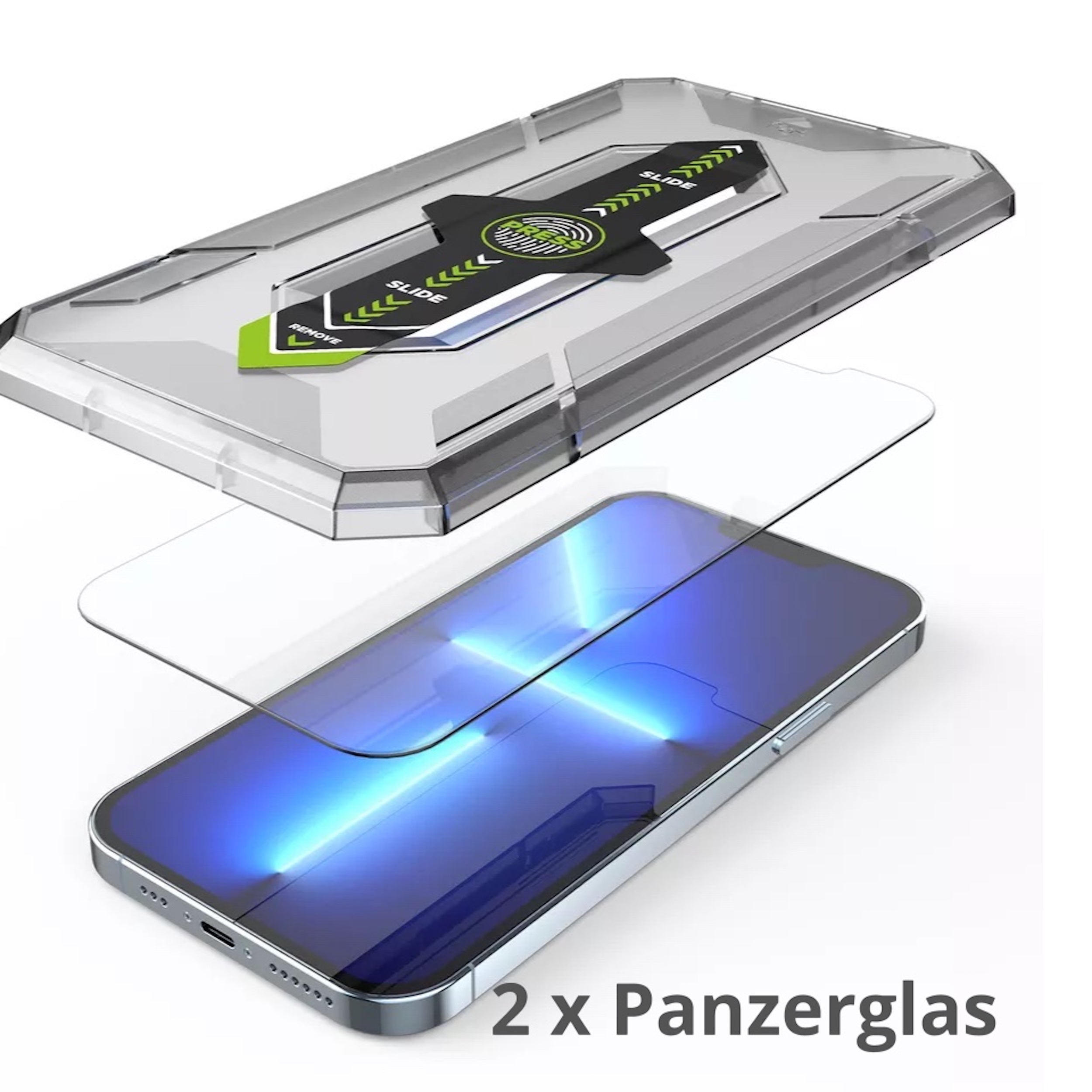2x Panzerglas für iPhone 12 / 12 Pro Serie mit Installationsrahmen – 9H Schutzglas Anti Kratzer