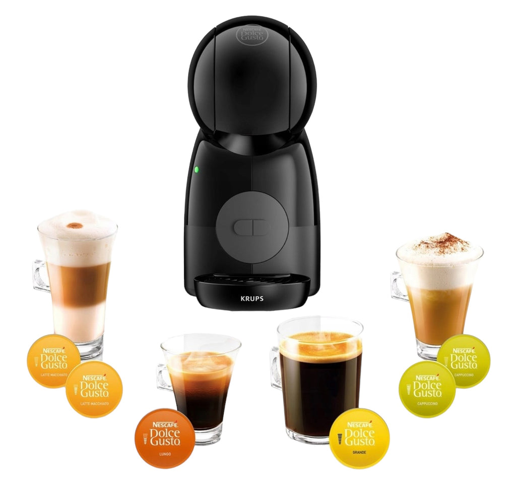 KRUPS Nescáfe Dolce Gusto Piccolo XS Kapselmaschine Schwarz – 15 Bar inkl. 3 Tassen & Kapselhalter