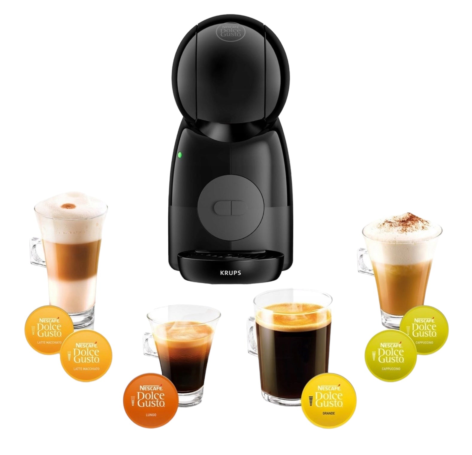 KRUPS Nescáfe Dolce Gusto Piccolo XS Kapselmaschine Schwarz – 15 Bar inkl. 3 Tassen & Kapselhalter