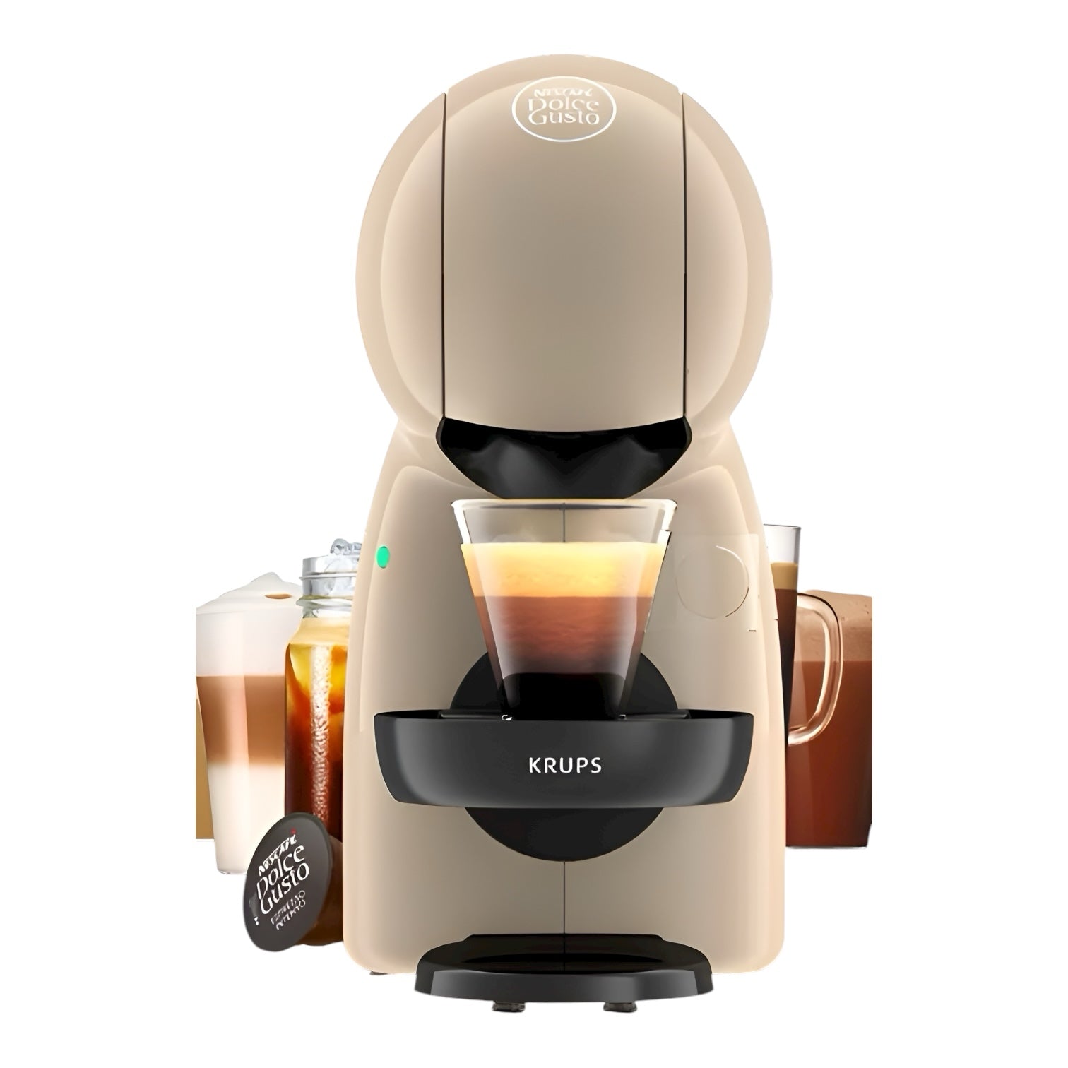 KRUPS Nescáfe Dolce Gusto Piccolo XS Kapselmaschine Taupe – 15 Bar inkl. 3 Espresso Tassen & Kapselhalter