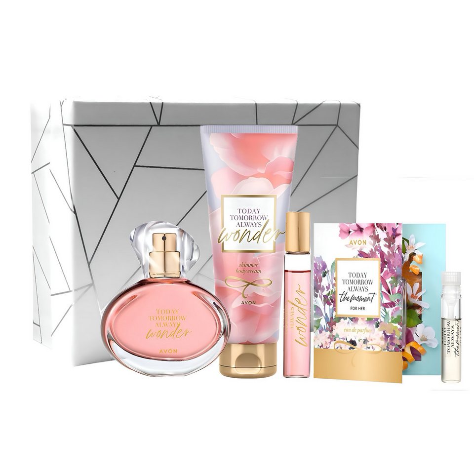 AVON Cosmetics Eau de Parfum BOX TTA WONDER 50 ml Körpercreme 125 ml Taschenspray 10 ml Geschenkset, 5-tlg., Damenparfum Geschenkset, Zitrus-Blüten Duftkomposition