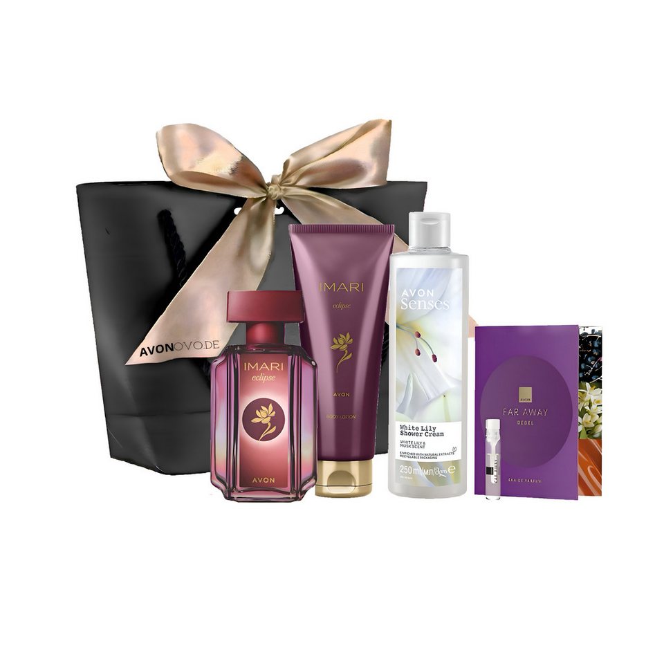 AVON Cosmetics Eau de Parfum IMARI ECLIPSE 50 ml, Körperlotion 125 ml, Duschgel 250 ml, 5-tlg., Luxuriöses Set für sinnliche Momente und intensive Pflege.