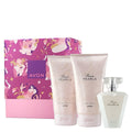 AVON Cosmetics Eau de Parfum Rare Pearls 50ml Körperlotion 150ml, Duschgel 150ml Geschenkset, 3-tlg., Elegante, AVON True Powerstay Foundation, Lang anhaltende Frische.