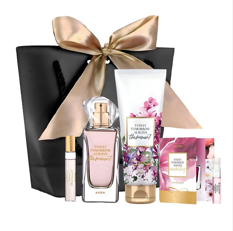 AVON Cosmetics Eau de Parfum TTA The MOMENT 50 ml Taschenspray Körpercreme 125 ml, 5-tlg., Duft, Parfüm, Beauty, Geschenkset, Damenparfüm Geschenk