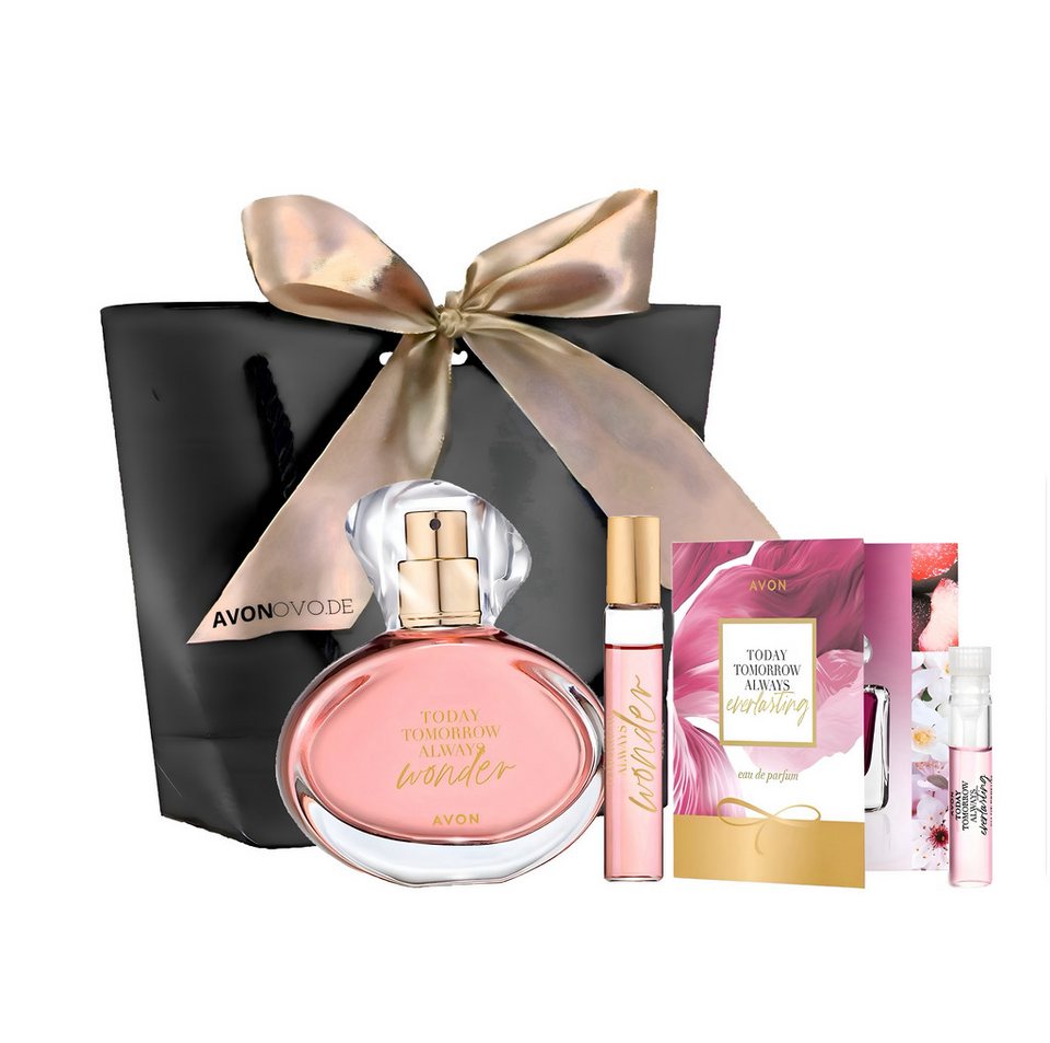 AVON Cosmetics Eau de Parfum WONDER 50ml, Taschenspray 10 ml, Today Tomorrow Always Geschenkset, 4-tlg., Geschenkidee Parfum, Eleganter Frauen Duft, Damenparfum
