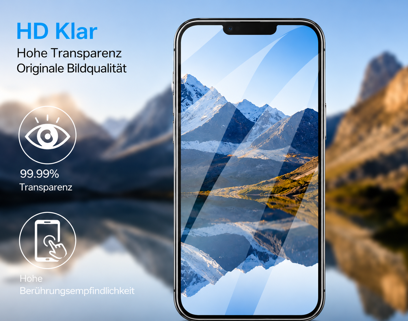 Displayschutzglas für iPhone 13 Pro Max – 2 Stück 9H Hartglas Full Screen Kratzfest